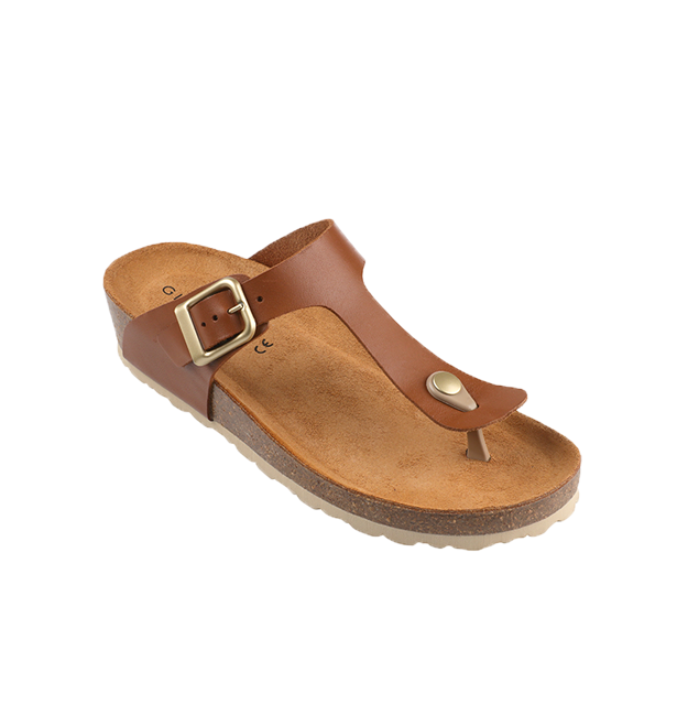 Sandales Cuir Femme Style Tongs Egizio Brun